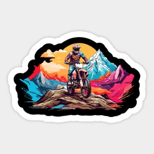 Colorful Dirt Bike Off Road Racer Mountain Landscape Design Sticker